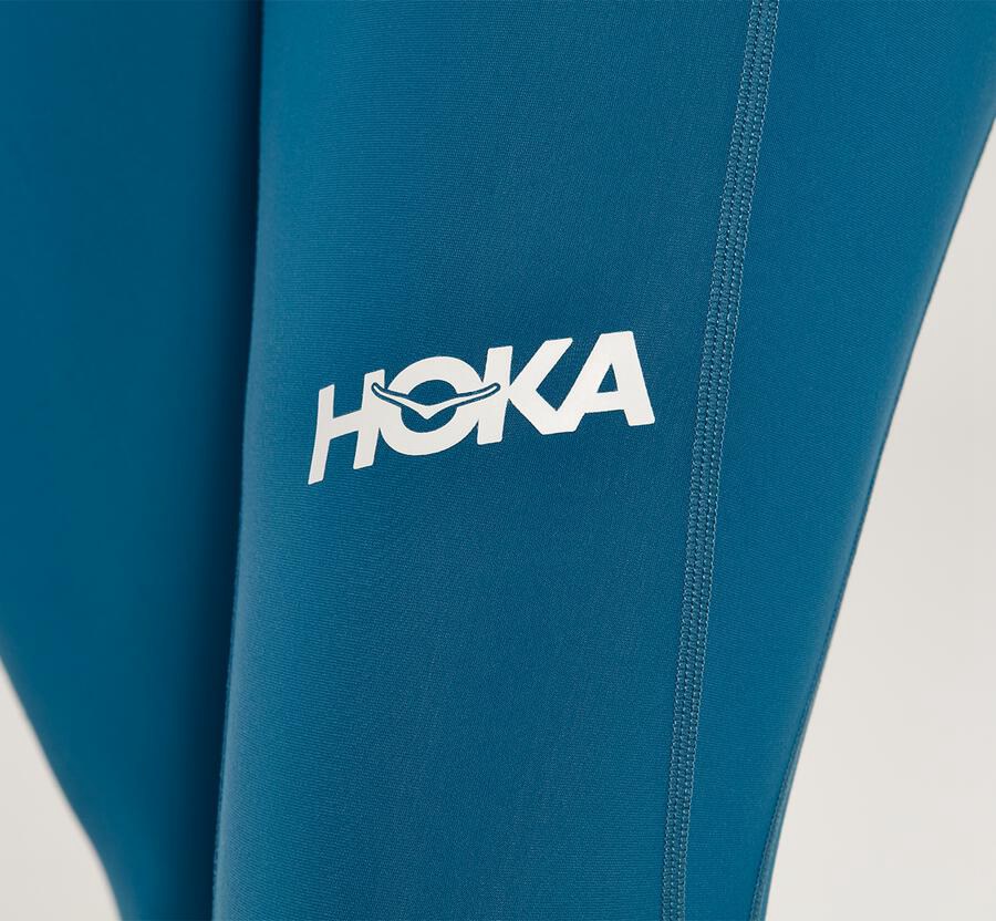 Pantalones Hoka One One Mujer - Performance Crop Tight - Azules - WZV352984